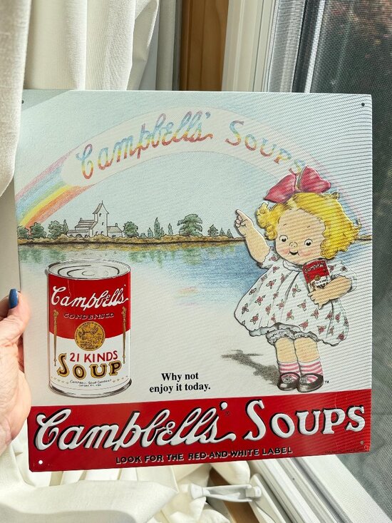 Campbell'S Other - Campbell Kids No 10 Girl Embossed Metal Sign 1993 Campbell's Soup Vintage